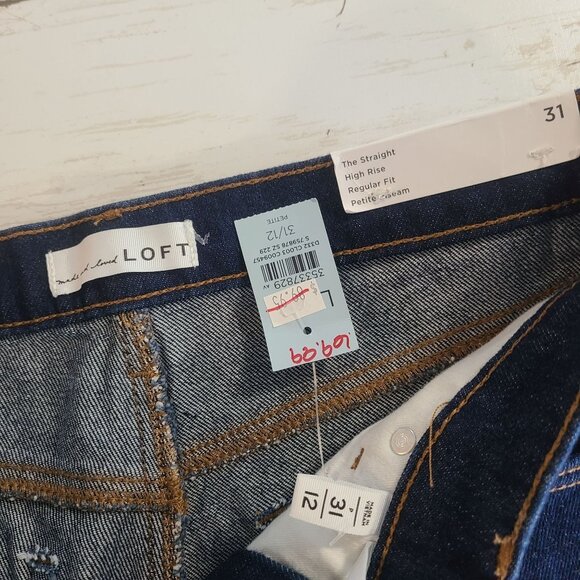 Loft The Straight High Rise Denim Blue Jeans NEW Classic Staple Womens 31 / 12 - Picture 3 of 8